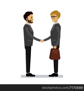 Businessmen shake hands,isolated on white background,flat vector ilustration.