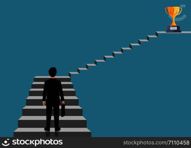 Businessmen walk up the stairs to the goal. Step up the ladder to success, and progress in the job. Of the highest organization. Business Finance Concepts. Vector illustrations