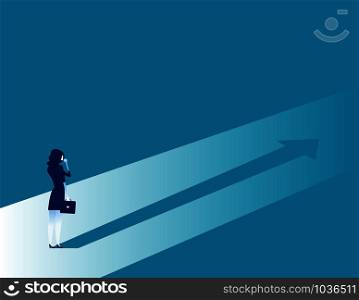 Businesswoman and arrow shadow. Concept business vector illustration.