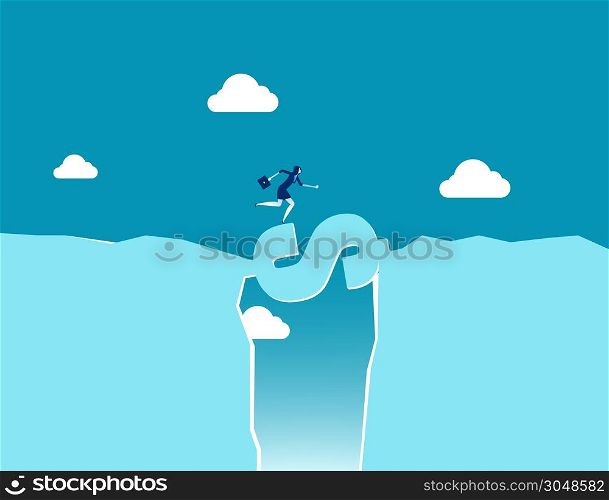Businesswoman and dollar sign. Concept business currency vector illustration.. Businesswoman and dollar sign. Concept business currency vector illustration.