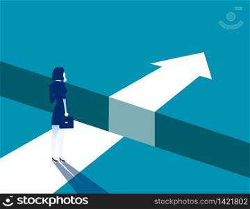 Businesswoman and gap on way to success, Concept business solving problem vector illustration, Flat business character, Cartoon style design.