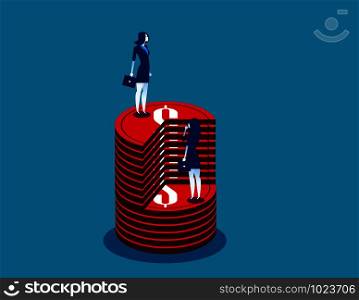 Businesswoman and pie chart. Concept business vector illustration.