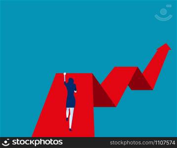 Businesswoman and red graph. Concept business vector illustration.