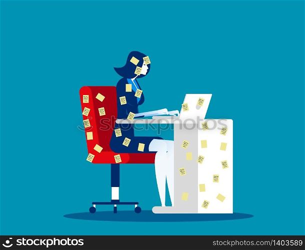 Businesswoman and sort out priorities. Concept business vector illustration. Business character design, Flat cartoon style.