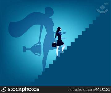 Businesswoman and stairway to success. Concept business vector illustration.
