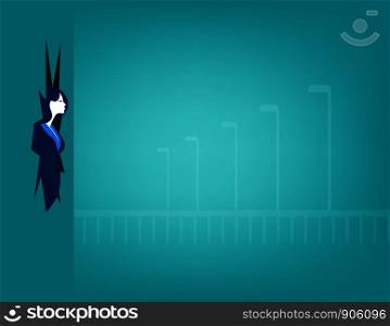 Businesswoman breaking through wall. Concept business illustration. Vector flat