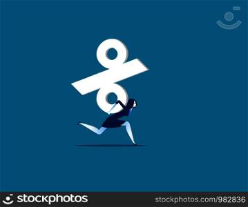 Businesswoman carrying percentage sign. Concept business vector illustration.