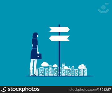 Businesswoman choice with direction. Concept business vector, Flat design.
