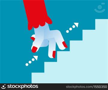 Businesswoman fingers up stair. Concept business vector, Successful, Growth, Achievement