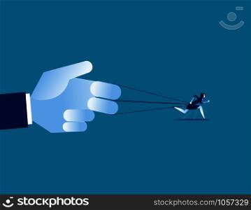 Businesswoman get pulling by boss. Concept business vector illustration.