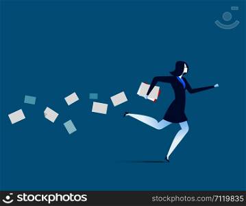 Businesswoman hasty running. Concept business illustration. Vector flat