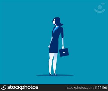 Businesswoman heading in opposite direction to bottom half. Concept business vector illustration.