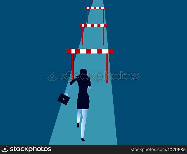 Businesswoman hurdler. Concept business success vector illustration.