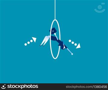 Businesswoman jumping into loop. Concept business vector, Jump, Loop