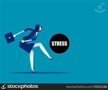 Businesswoman kicking stress. Concept business vector, Hard work, Optimistic.