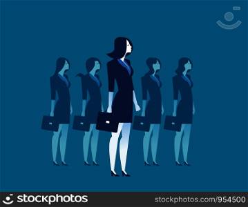 Businesswoman leadership standing. Concept business illustration. Vector
