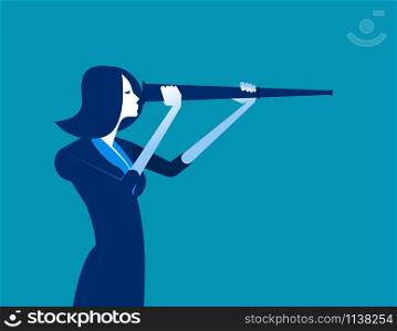 Businesswoman looking to the future. Concept business vector illustration.