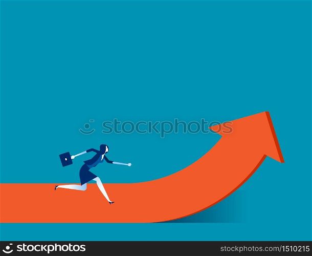 Businesswoman moving up. Concept business vector illustration, Growth, Running
