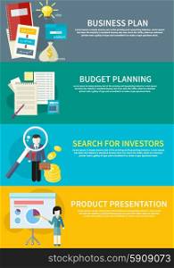 businesswoman presenting development and financial planning on meeting conference. Product presentation. Search for investors concept. Business plan concept icons in flat style. Budget planning concept