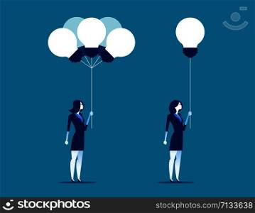 Businesswoman receiving ideas from bunch. Concept business vector illustration.