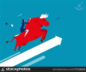 Businesswoman ride a bull. Concept business vector illustration. Flat design style.. Businesswoman ride a bull. Concept business vector illustration. Flat design style.