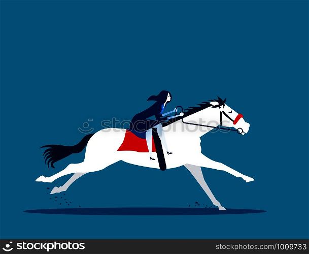 Businesswoman ride a horse. Concept business vector illustration.