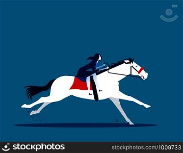 Businesswoman ride a horse. Concept business vector illustration.