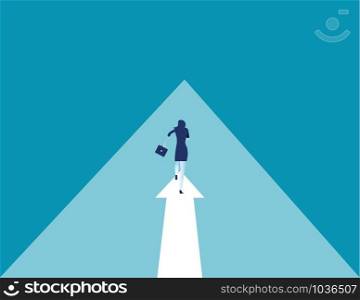 Businesswoman running on arrow. abstract image of business. Business vector.