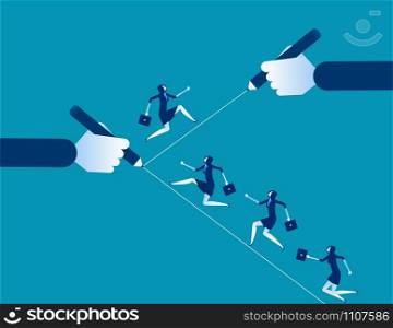 Businesswoman running on the line. Concept business vector illustration. Design flat style.