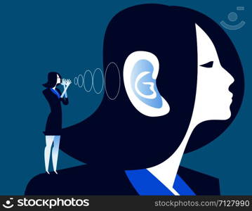 Businesswoman shout to the manager. Concept business vector illustration.