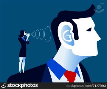 Businesswoman shout to the manager. Concept business vector illustration.