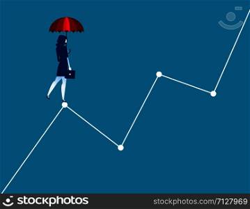 Businesswoman standing on graphs. Concept business vector illustration.