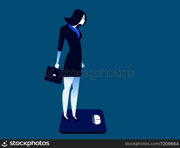 Businesswoman standing on the scale. Concept business illustration.