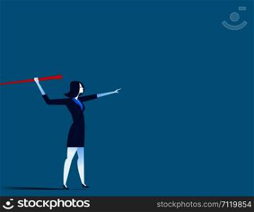 Businesswoman throwing the javelin. Concept business illustration. Vector flat