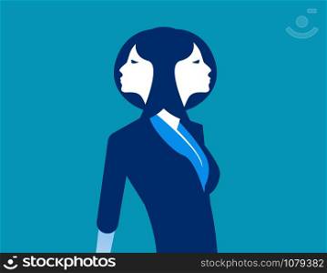 Businesswoman two face. Concept business vector illustration.