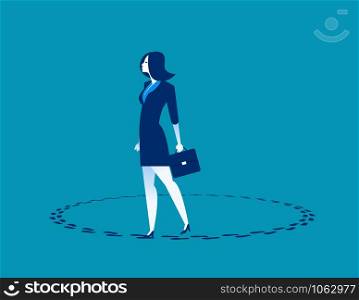 Businesswoman walking in circle. Concept business vector illustration.. Businesswoman walking in circle. Concept business vector illustration.