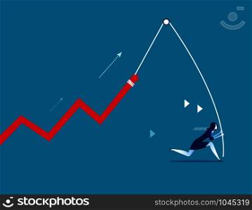 Businesswoman with a growing chart. Concept business strategy vector.