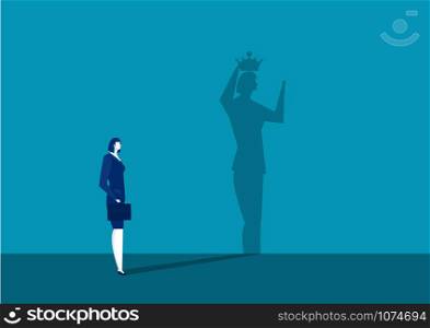 Businesswoman with get crown shadow. leadership, power, feminism and emancipation.vector