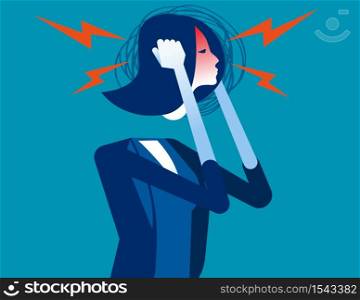 Businesswoman with headache. Concept business vector, Anger, Pressure.