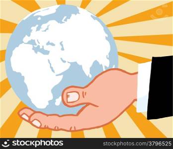 Bussines Hand Holding Globe,Backgrounds