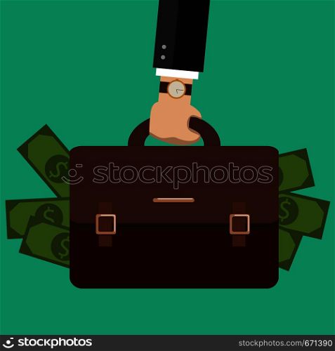 Bussiness, hand holding briefcase. Vector. Bussiness, hand holding briefcase. Vector Business illustration