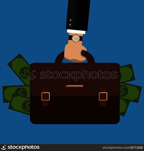 Bussiness, hand holding briefcase. Vector. Bussiness, hand holding briefcase. Vector Business illustration