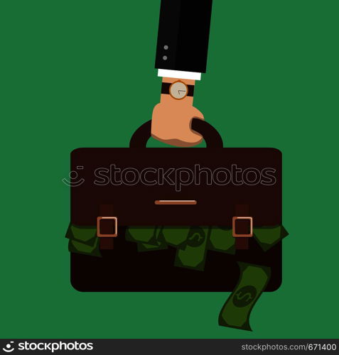 Bussiness, hand holding briefcase. Vector. Bussiness, hand holding briefcase. Vector Business illustration