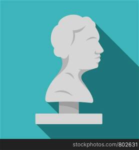 Bust of the ancient writer icon. Flat illustration of bust of the ancient writer vector icon for web design. Bust of the ancient writer icon, flat style