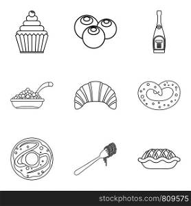 Buster icons set. Outline set of 9 buster vector icons for web isolated on white background. Buster icons set, outline style
