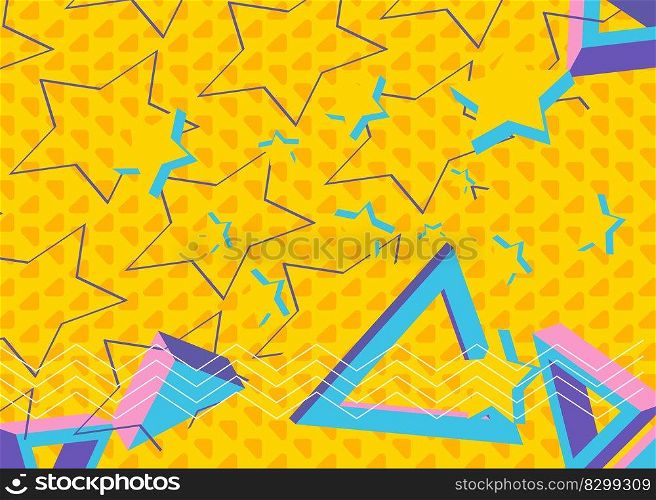 Busy abstract geometric poster. Vintage geometrical graphic shapes template.