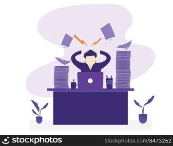 Busy and head holding businessman