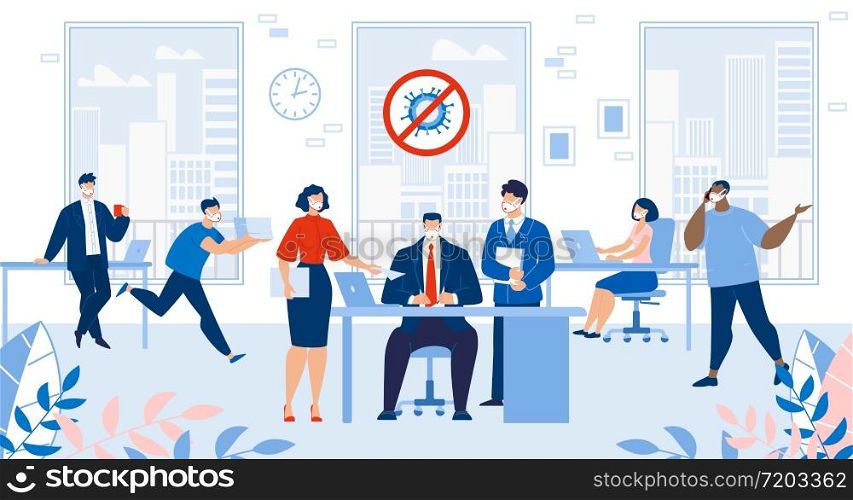 Busy Office Failure Deadline after Covid19 Outbreak Stop. Stressed Overworked Employee Team. Boss Chief Tired Confusing Businessman Worker and Paperwork. Business Company Workspace after Pandemic. Busy Office Deadline after Covid19 Outbreak Stop