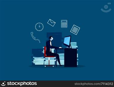 Busy time of businessman in hard working. A lot of work.vector