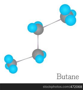 Butane 3D molecule. Cartoon illustration of butane 3D molecule vector for web design. Butane 3D molecule chemical science, cartoon style